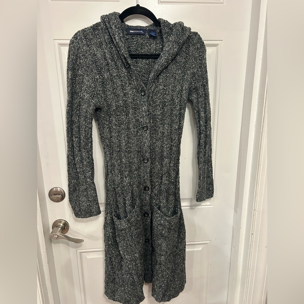 Gray Vintage (2000) Blue Asphalt Gray Duster Sweater